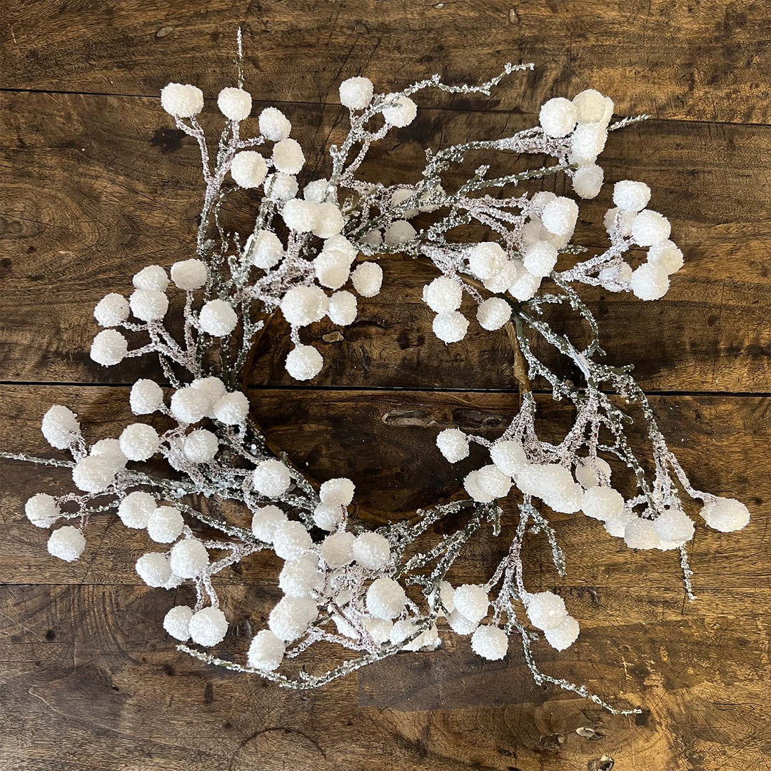 12" Berry Candle Ring - White