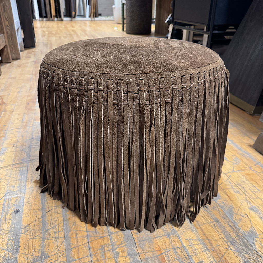 Fringe Pouf- Dark Brown