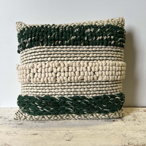 20" x 20" Green and White Pillow