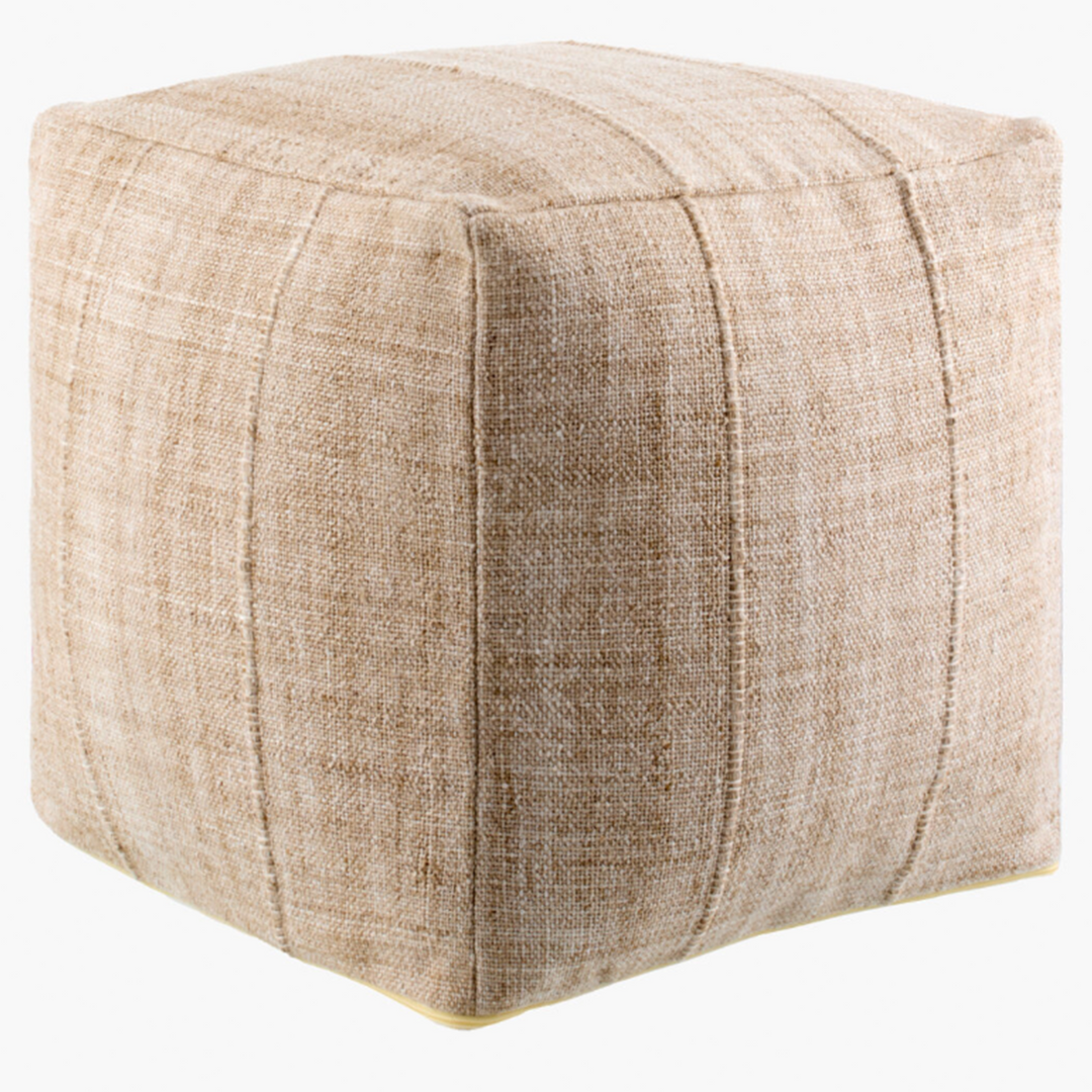 Mudcloth Pouf - Cream