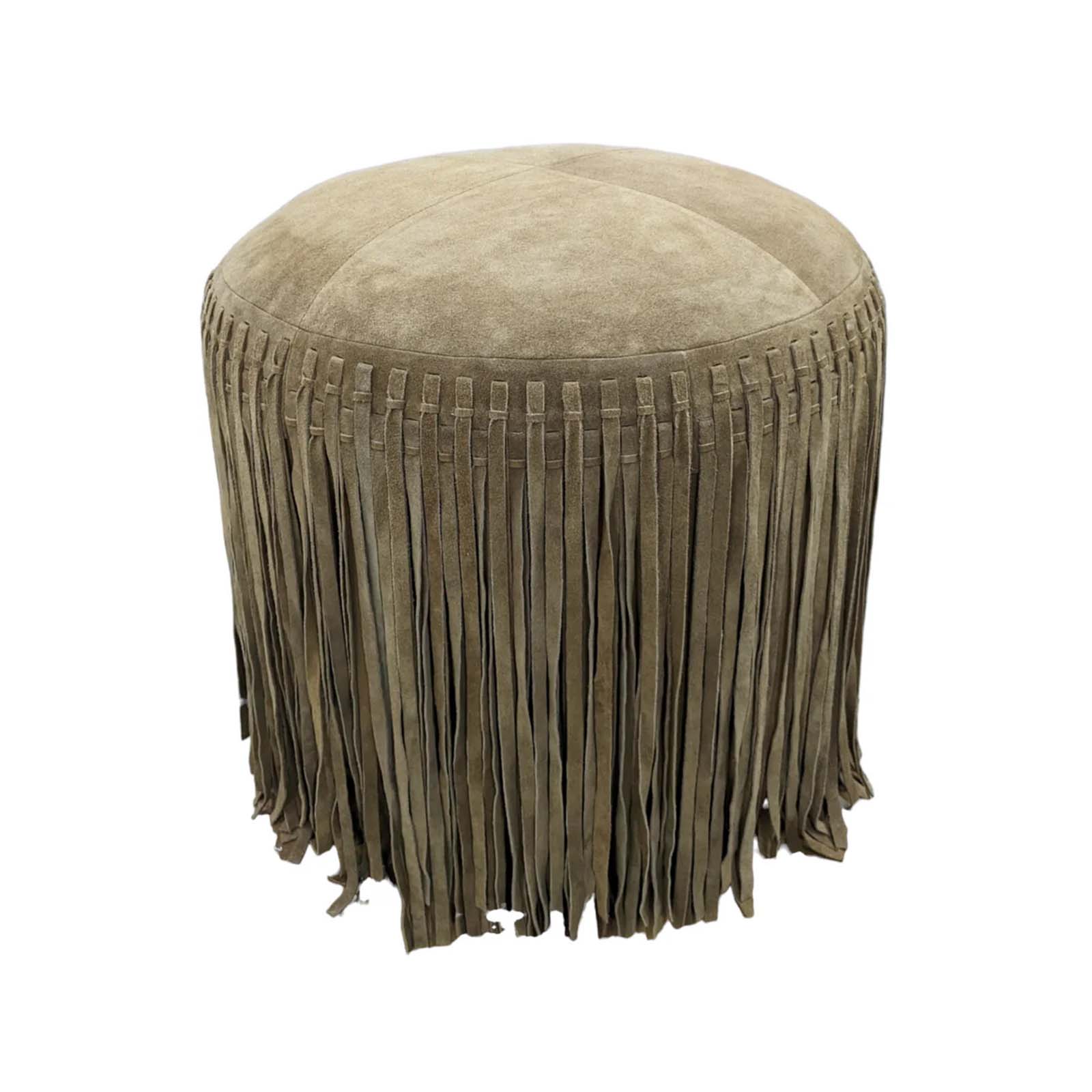 Fringe Pouf- Light Brown