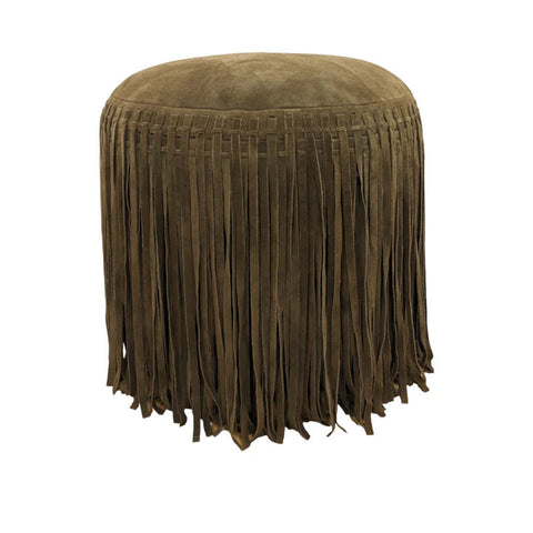 Fringe Pouf- Dark Brown