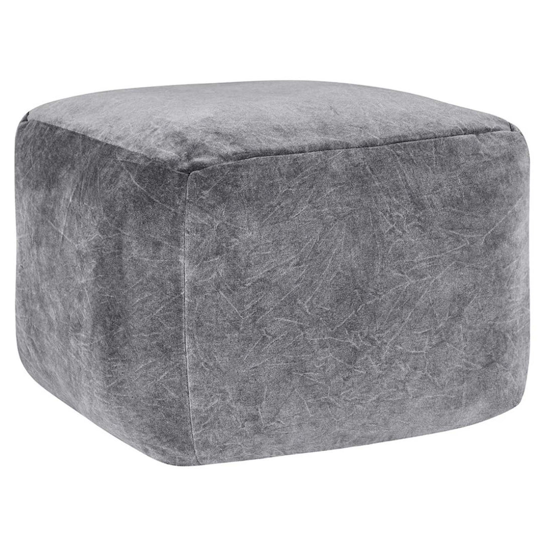 Velvet 18" Pouf - Stone Gray