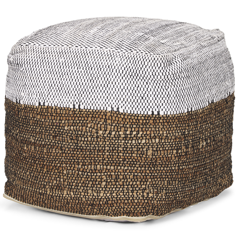 Samiya Jute White Pouf