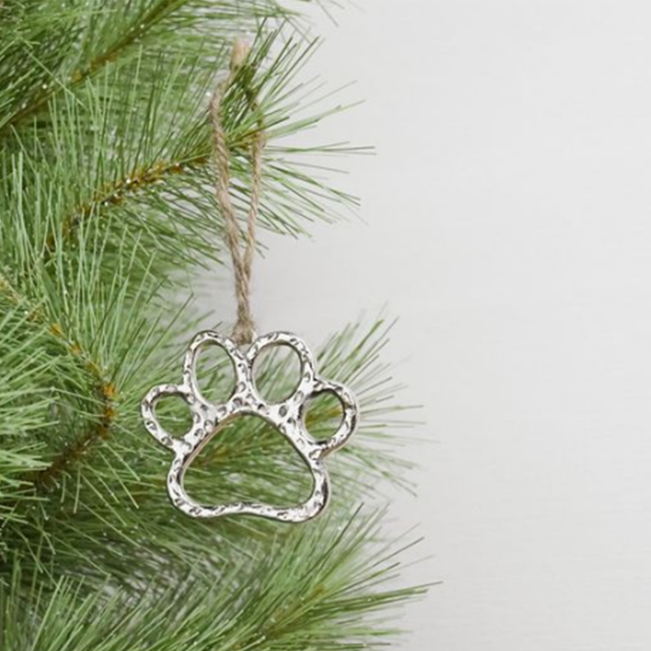 Silver Dog Paw Ornament