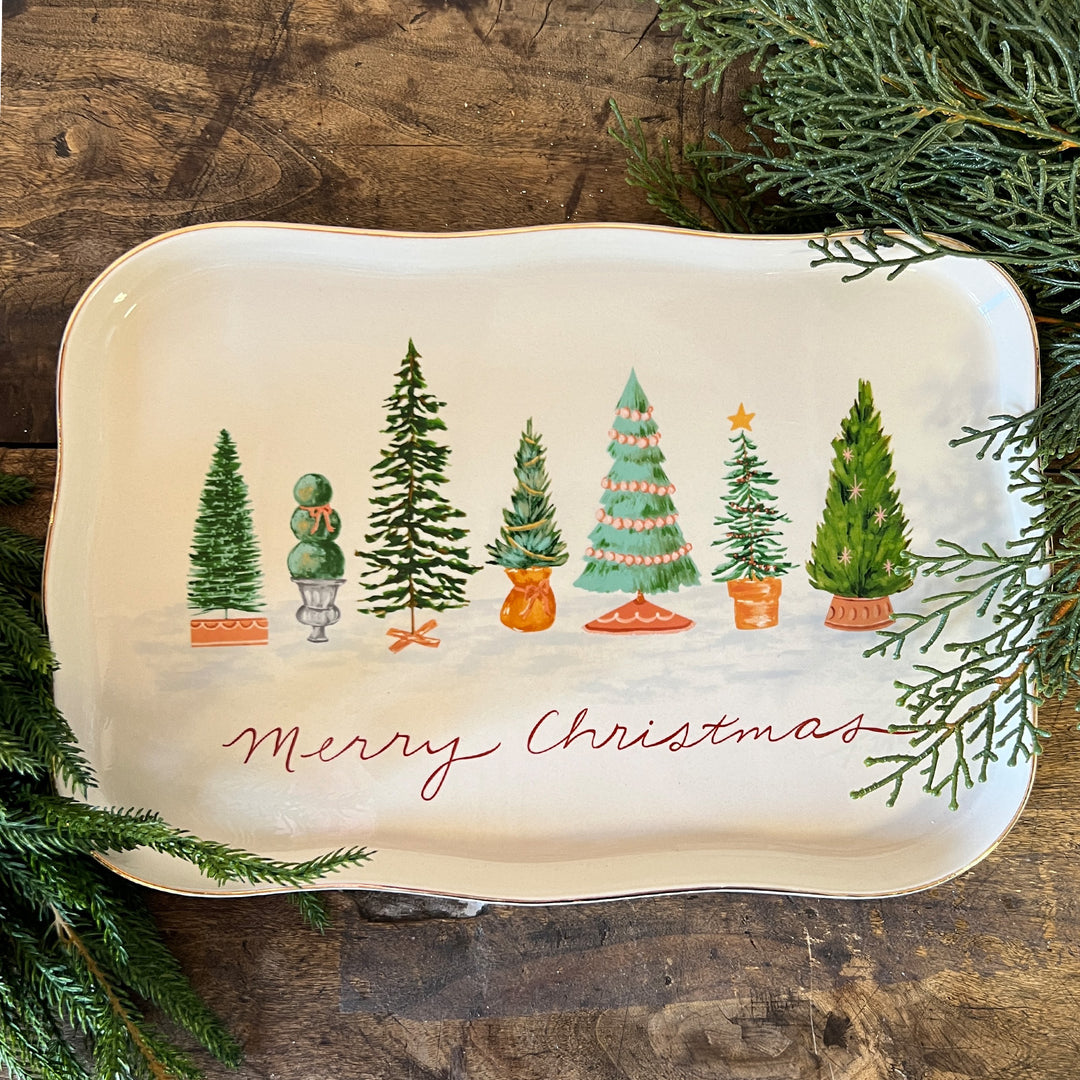 Scalloped Platter w/ Trees