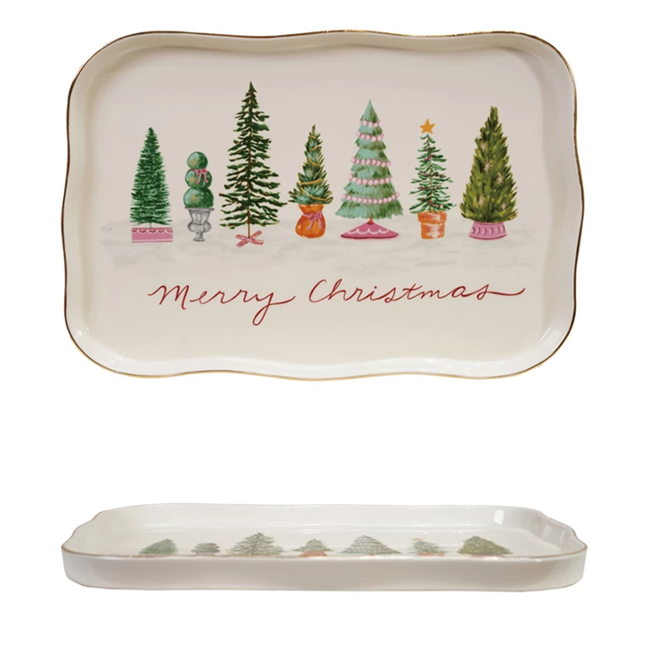 Scalloped Platter w/ Trees