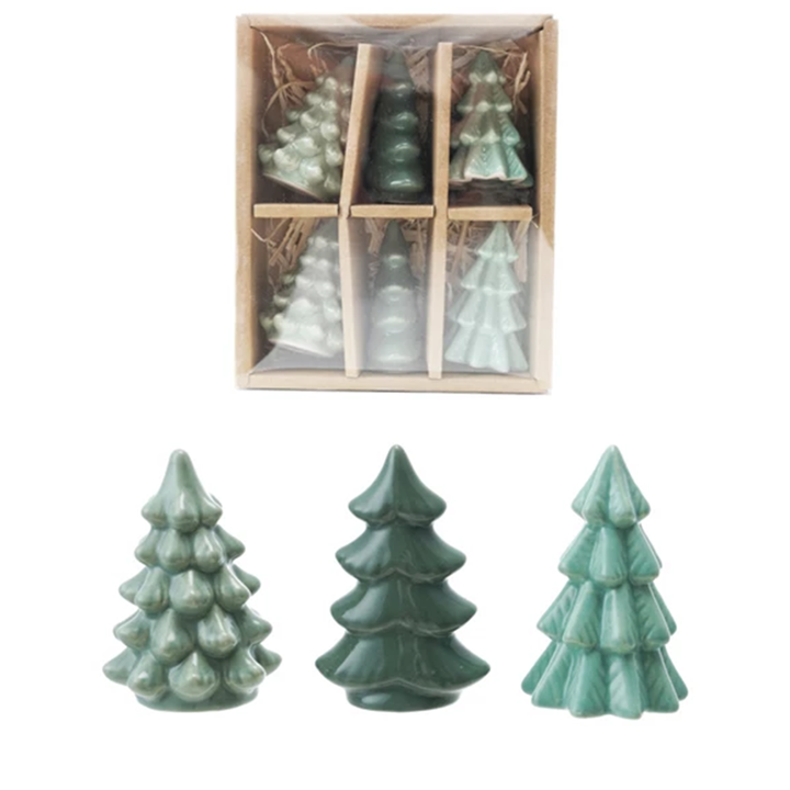 Stoneware Trees - Green S/6