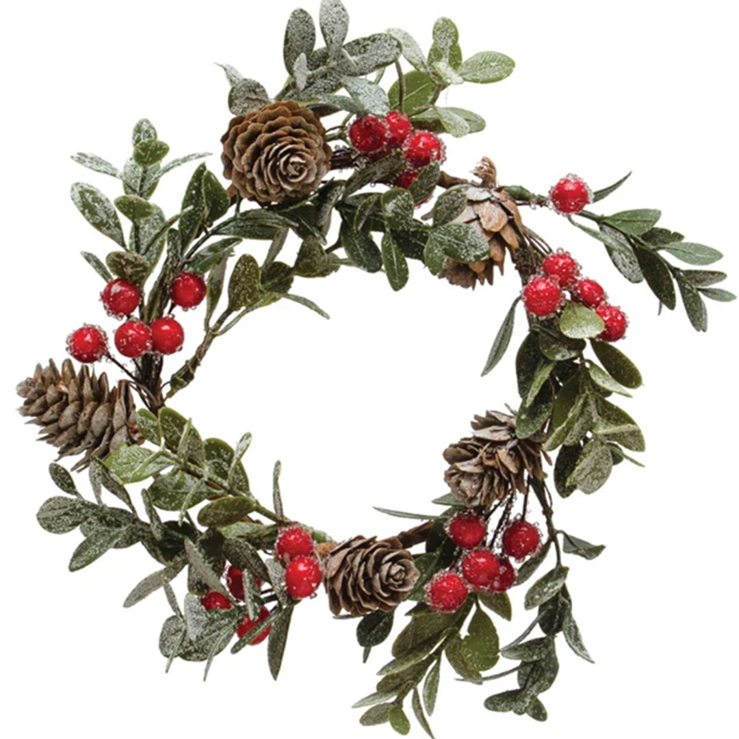 4" Wreath w/ Pinecones & Berries