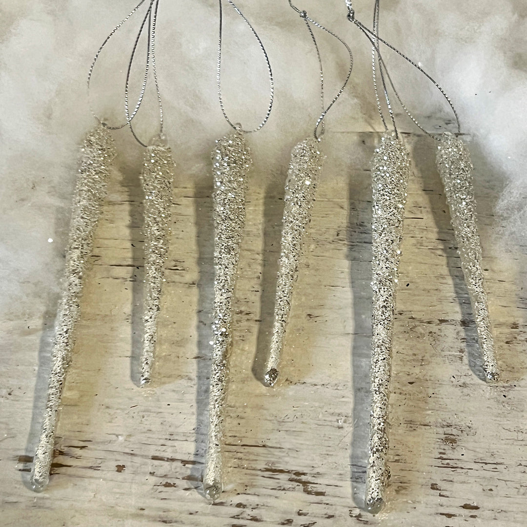 Glitzy Icicle Ornament S/6