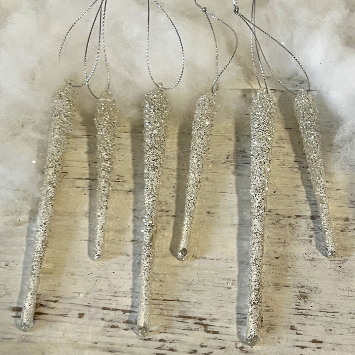 Glitzy Icicle Ornament S/6