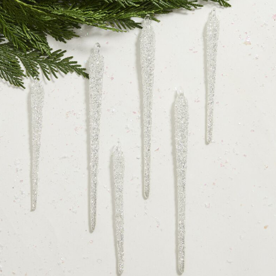 Glitzy Icicle Ornament S/6