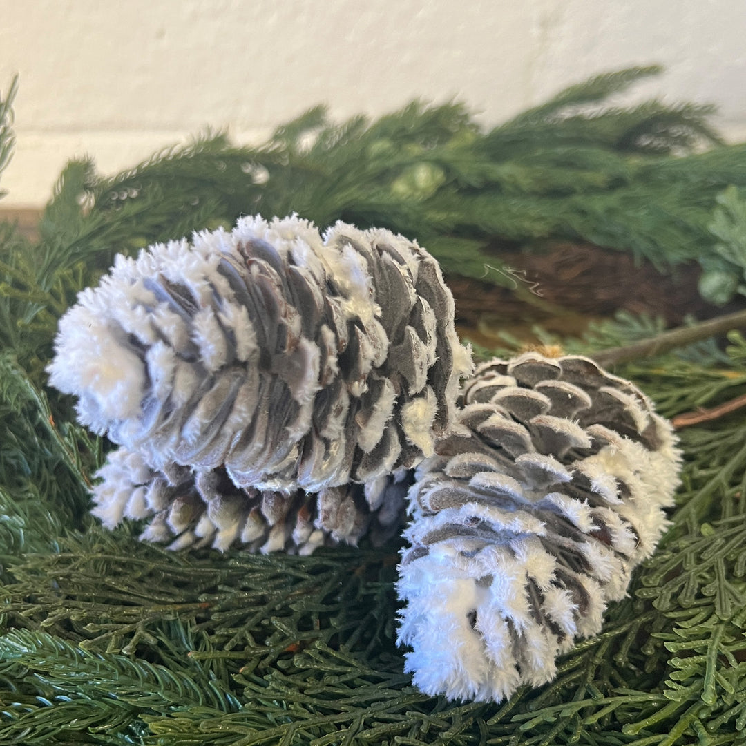 12" Snow Pine Cone Pick