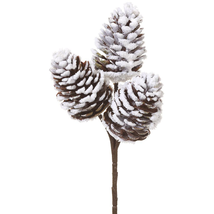 12" Snow Pine Cone Pick
