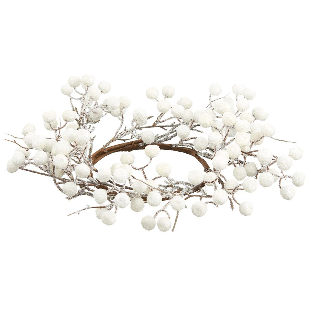12" Berry Candle Ring - White