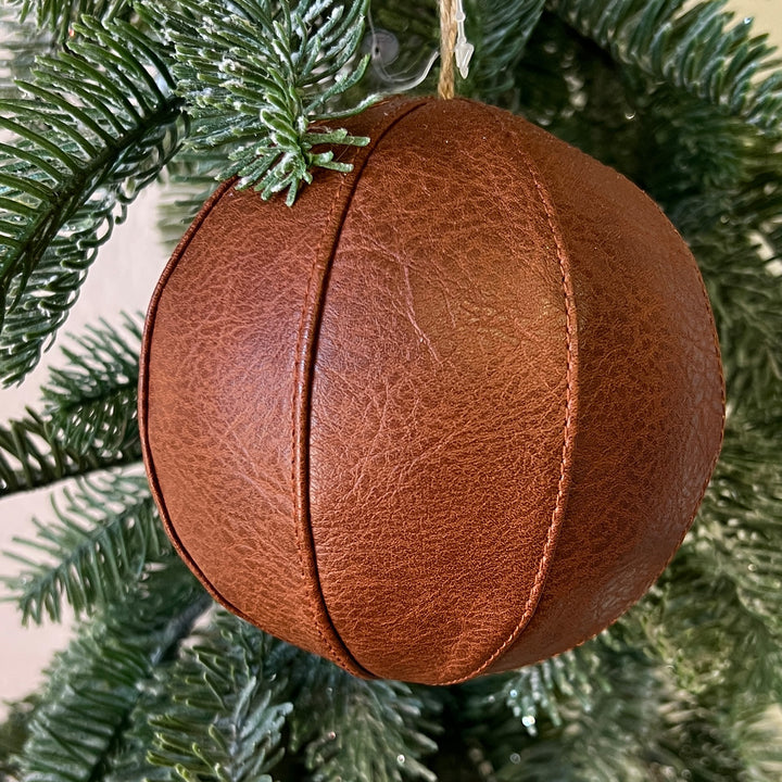 4" Faux Leather Ball Ornament