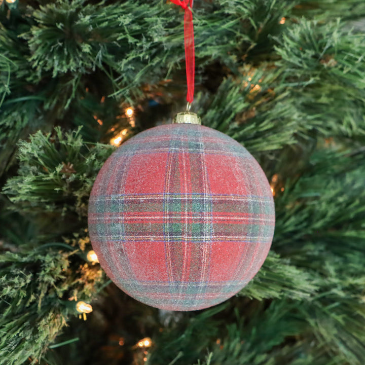 5" Glitter Plaid Ball Ornament