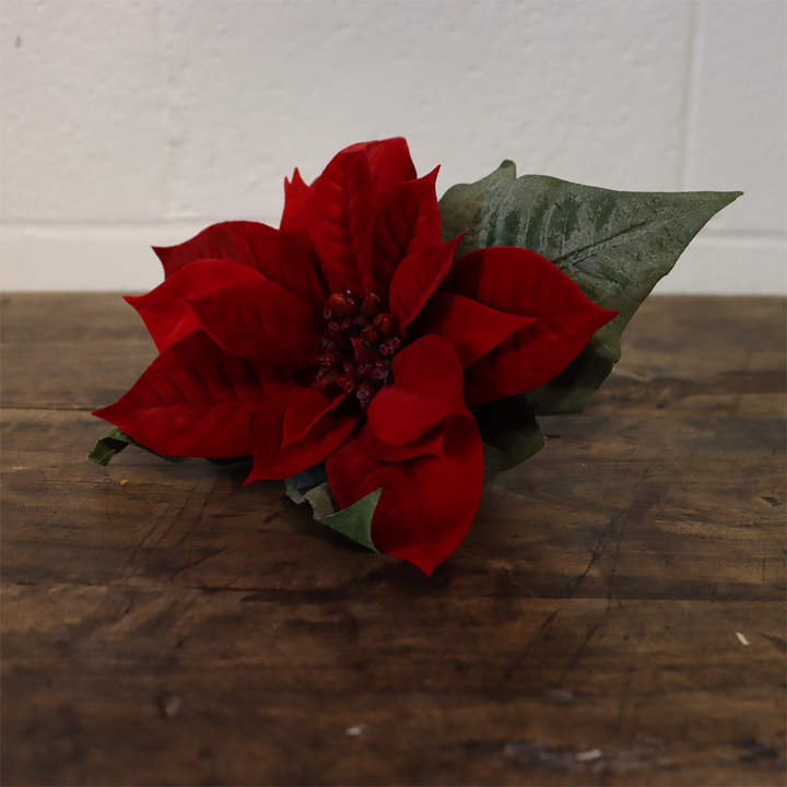 15" Velvet Poinsettia - Red