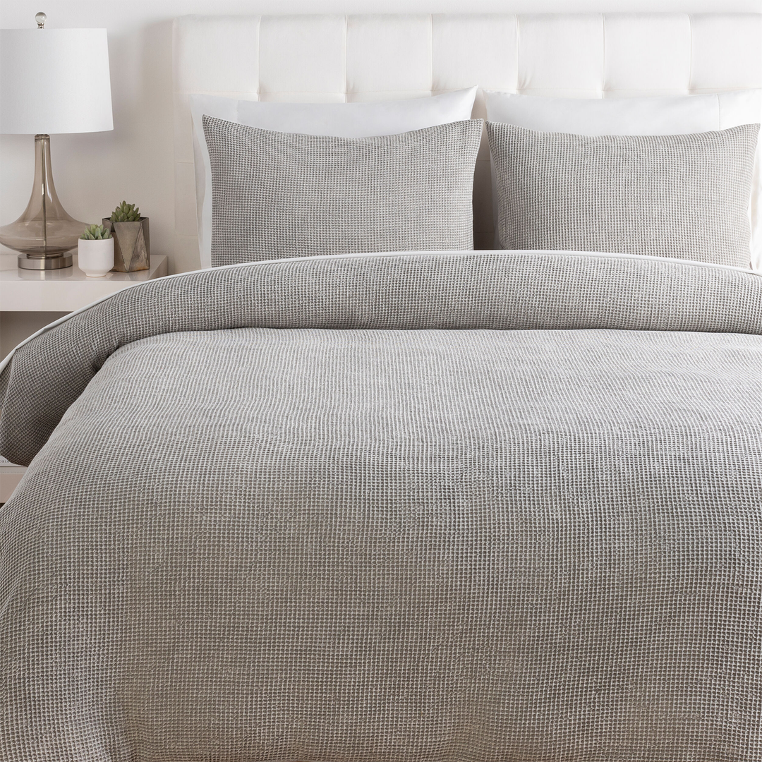 Waffle Bedding - Light Grey
