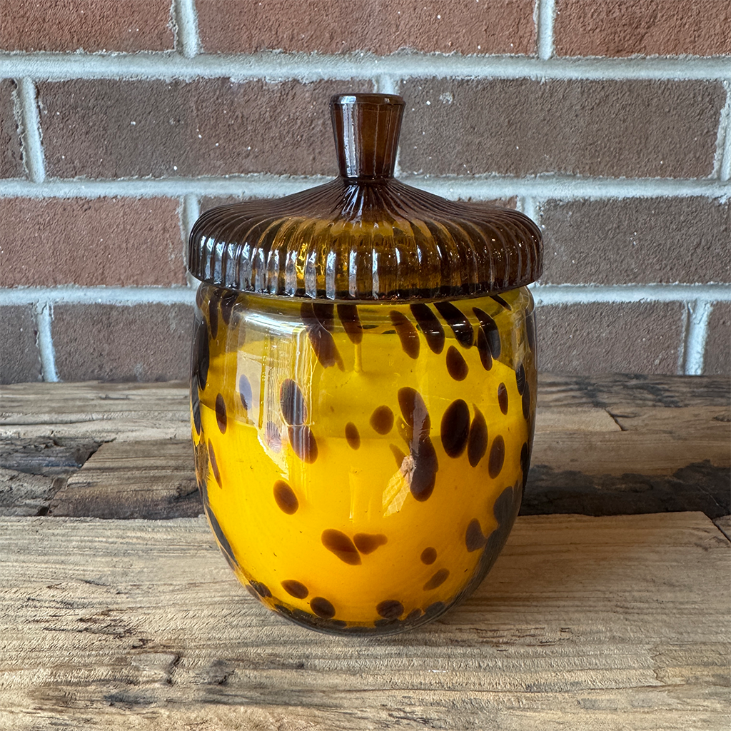 Glass Acorn Candle - Woodfire