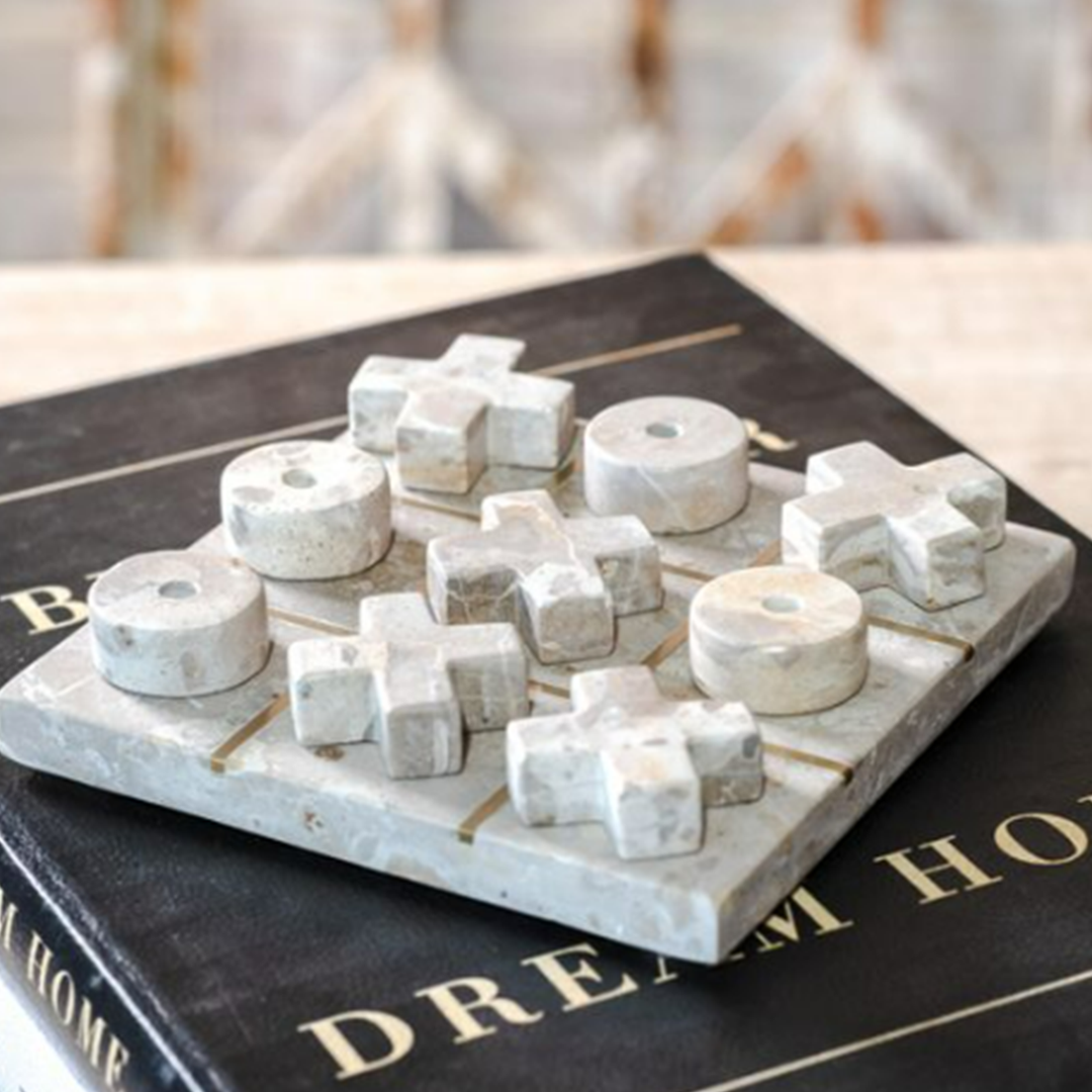 Beige Marble Tic Tac Toe