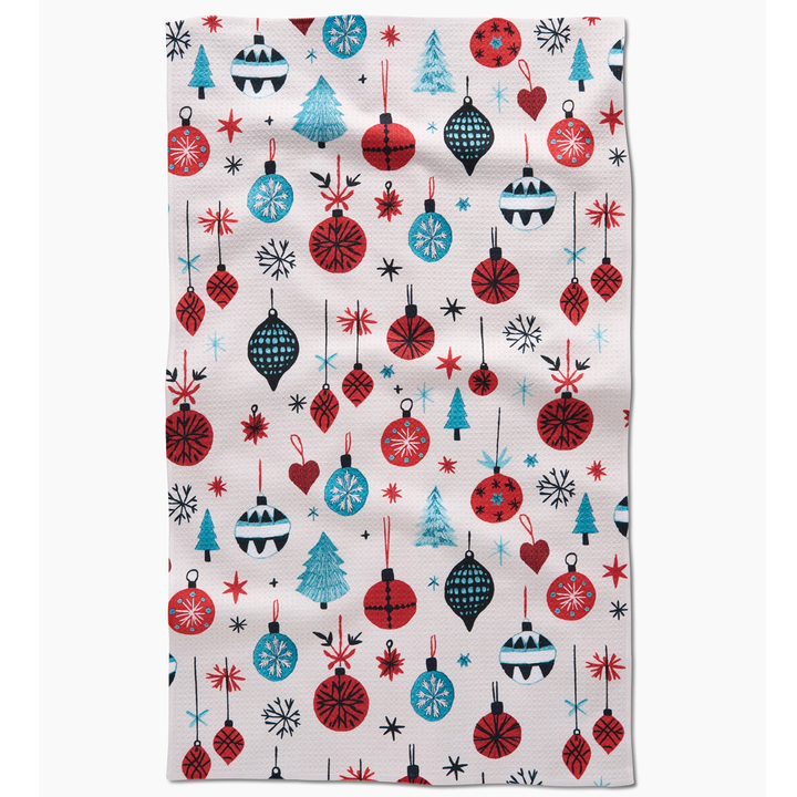 Embroidered Ornaments Tea Towel