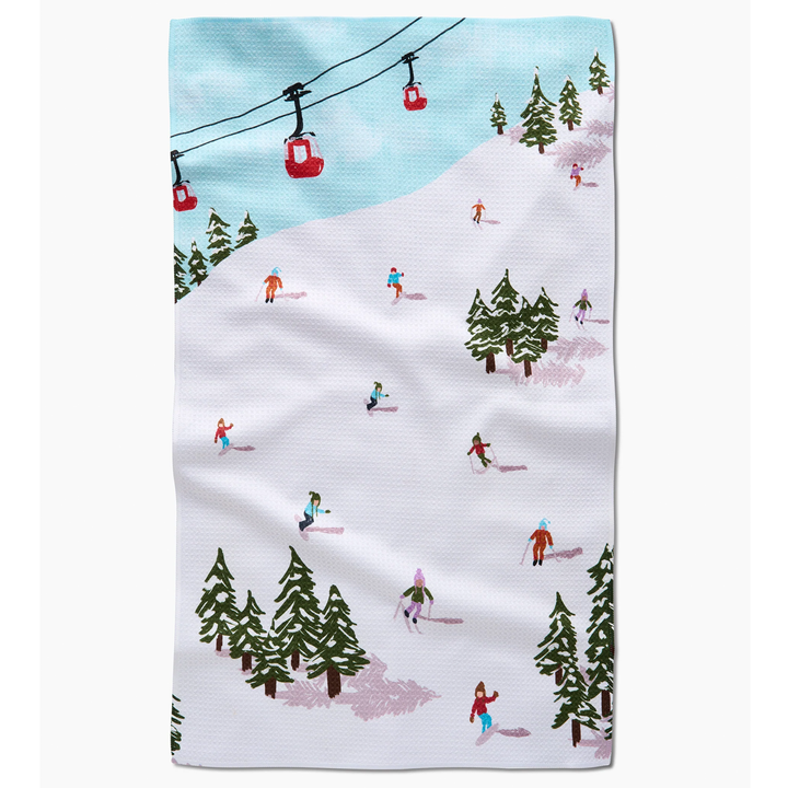 Winter Skiing Trip Tea Towel