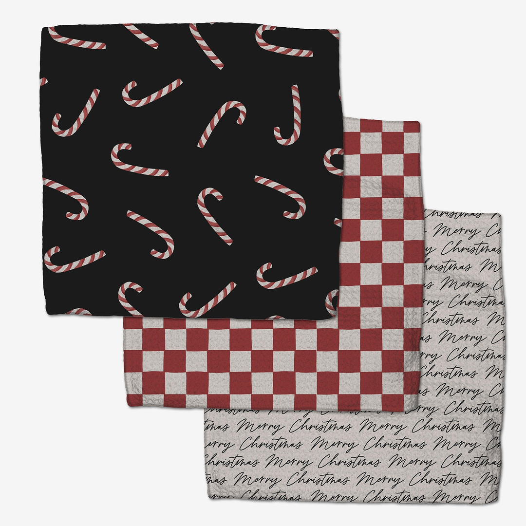 Classic Candy Cane Dishcloth Set