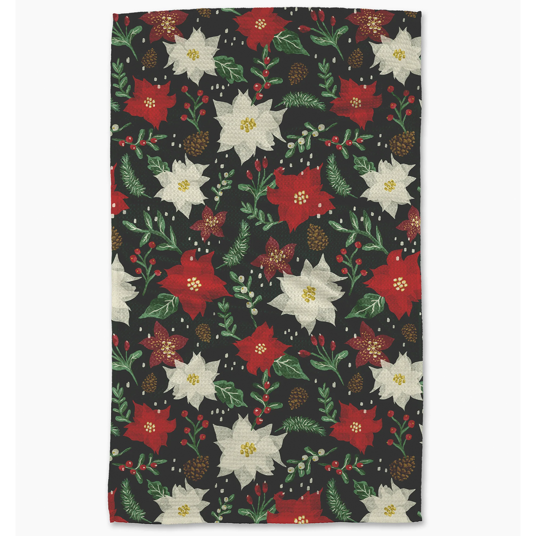 Jolly Poinsettias Tea Towel