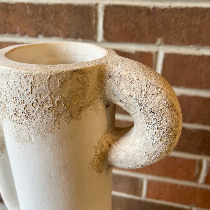 19" Terracotta Vase - White
