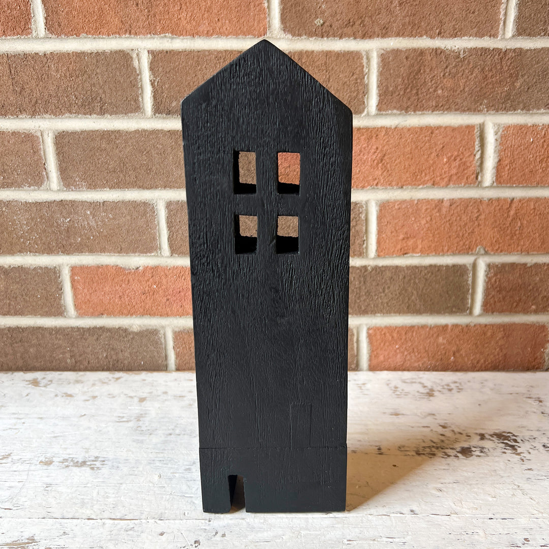 12" Wood House - Black