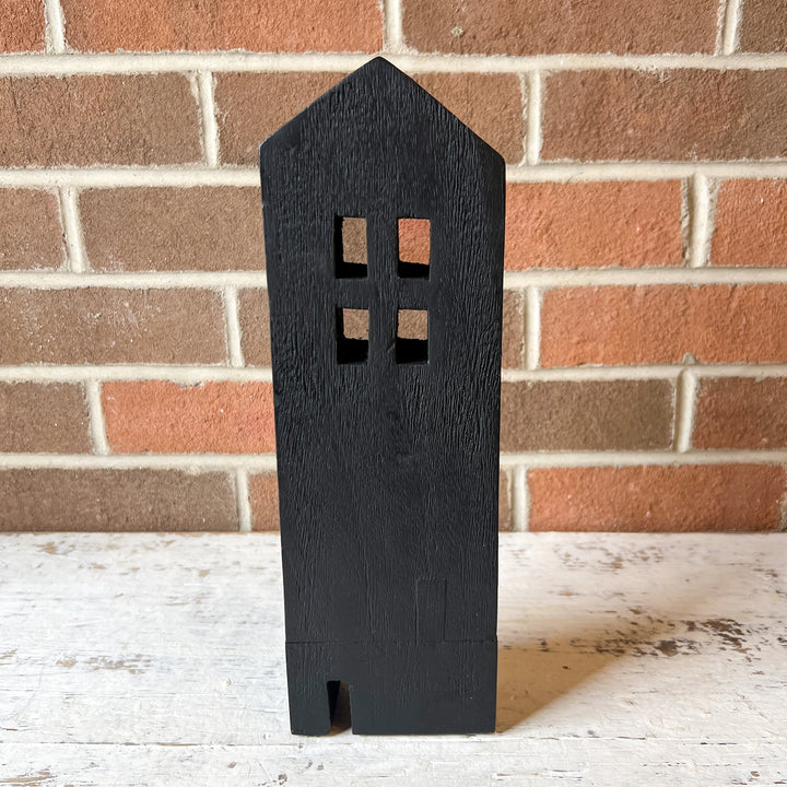 12" Wood House - Black