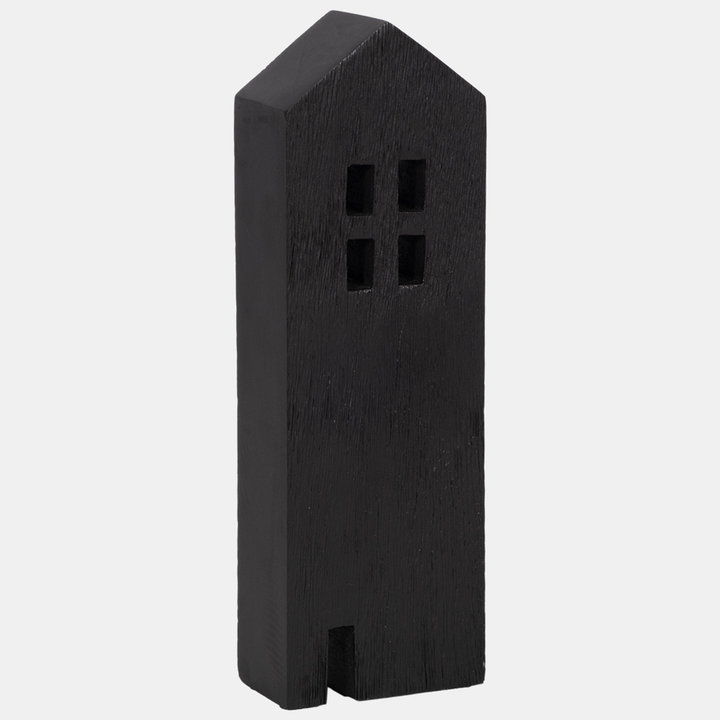 12" Wood House - Black