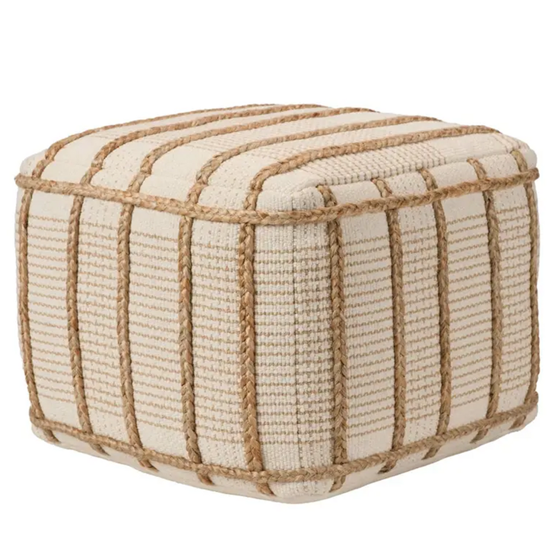 18" Natural White Pouf