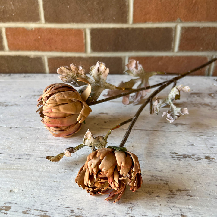 Real Touch Blooming Dahlia Spray, Brown