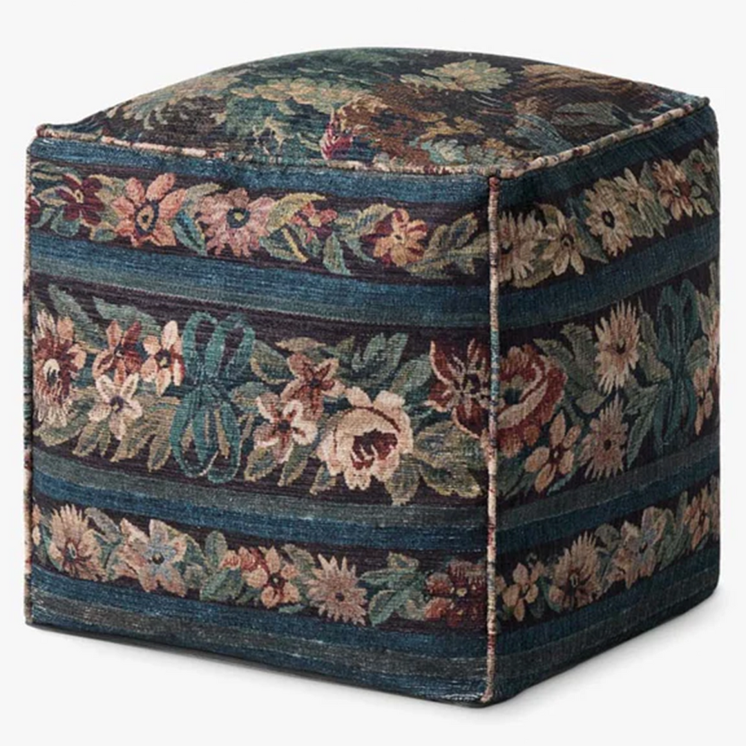 Blue/Multi 18" Pouf