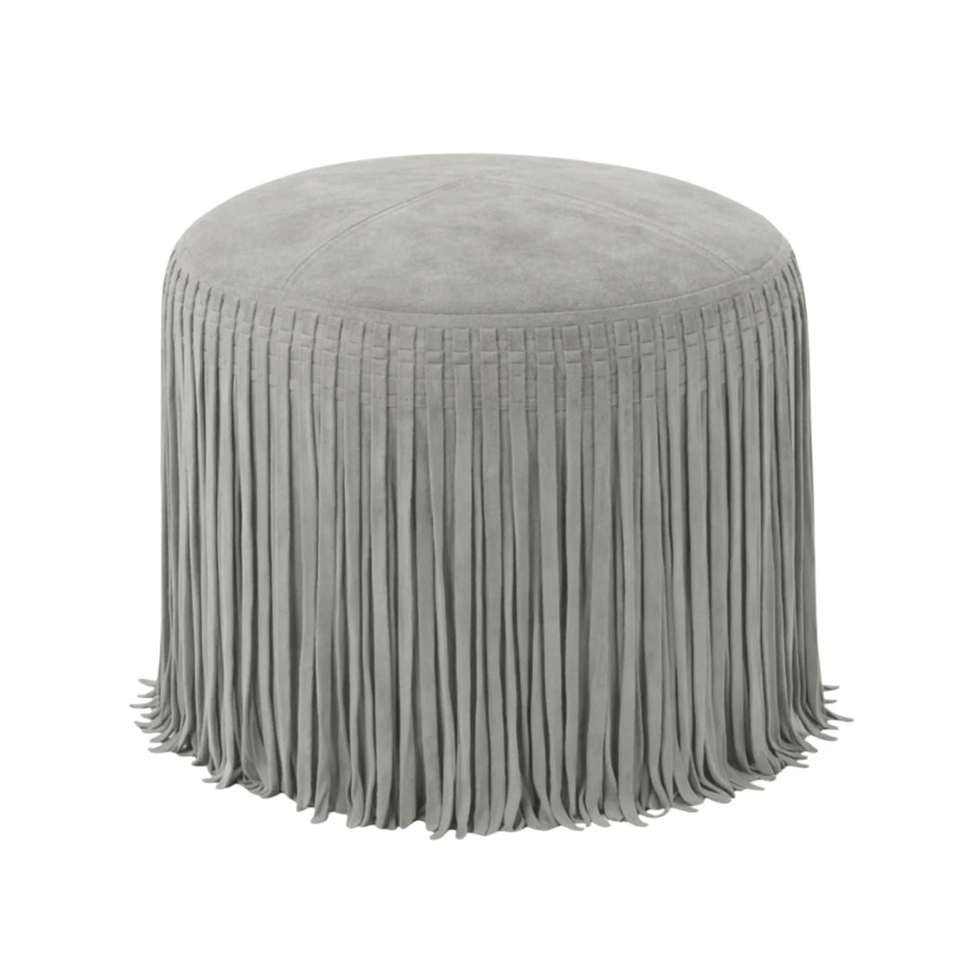 Fringe Pouf - Stone Grey