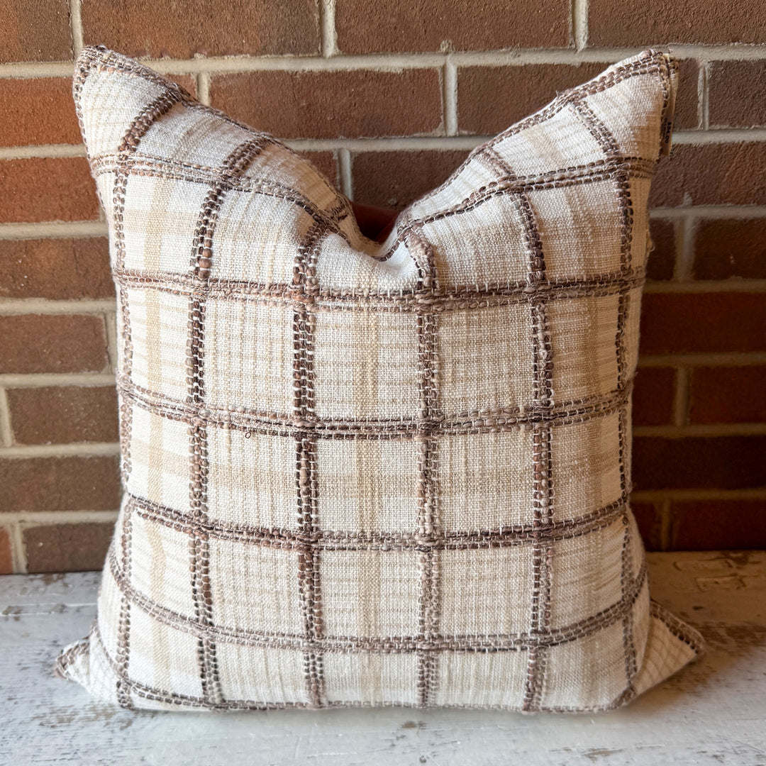 20 x 20 Pillow, Ivory/Brown