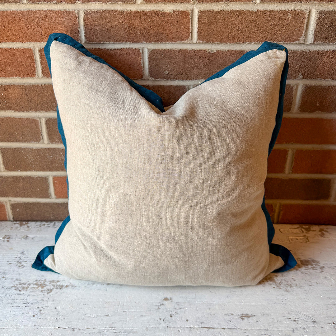 18 x 18 Pillow, Natural/Blue