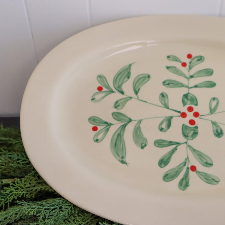 Stoneware Platter, Mistletoe