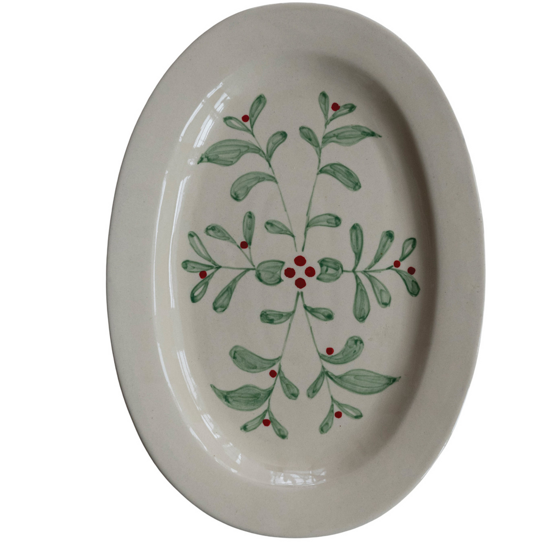 Stoneware Platter, Mistletoe
