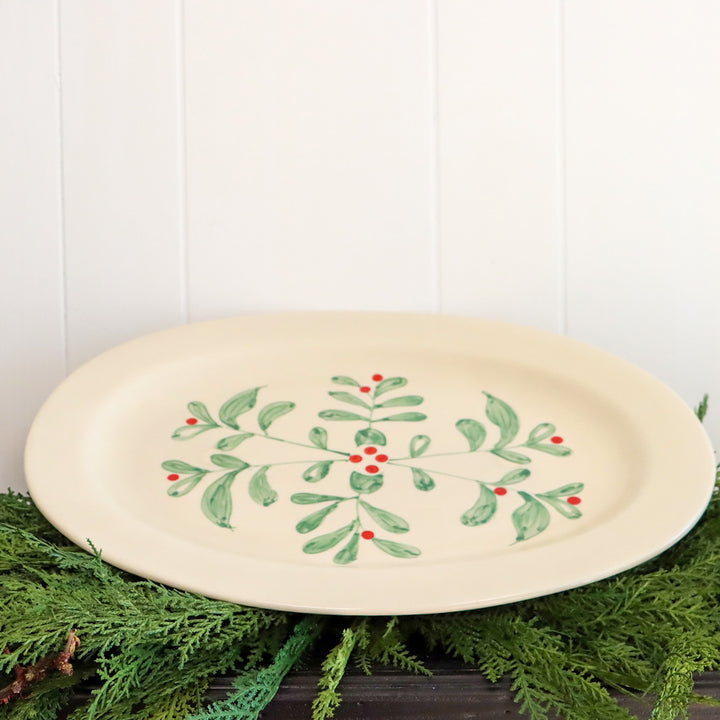 Stoneware Platter, Mistletoe