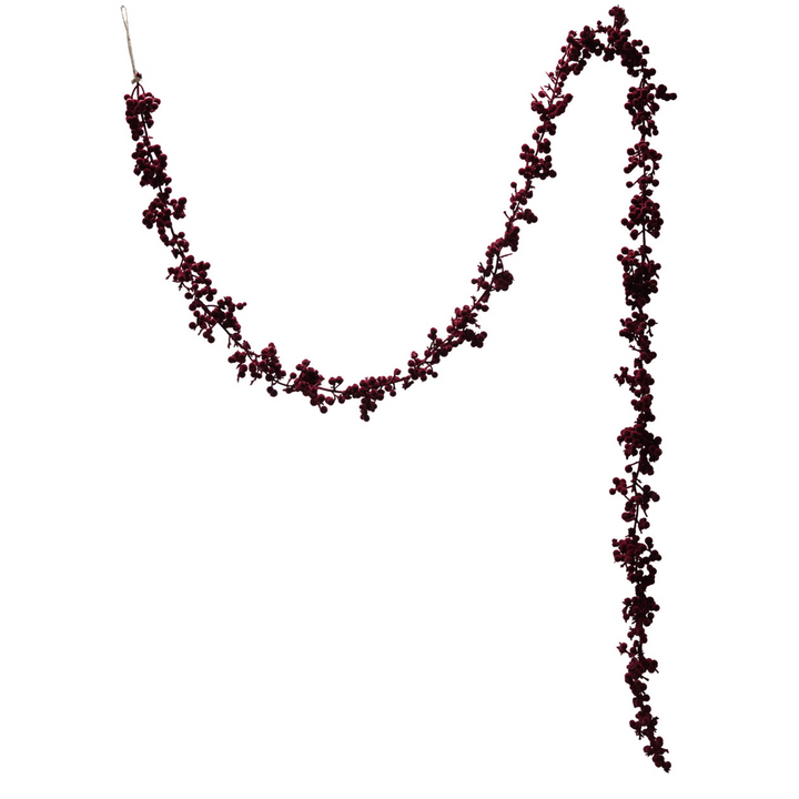 6' Flocked Garland - Burgundy