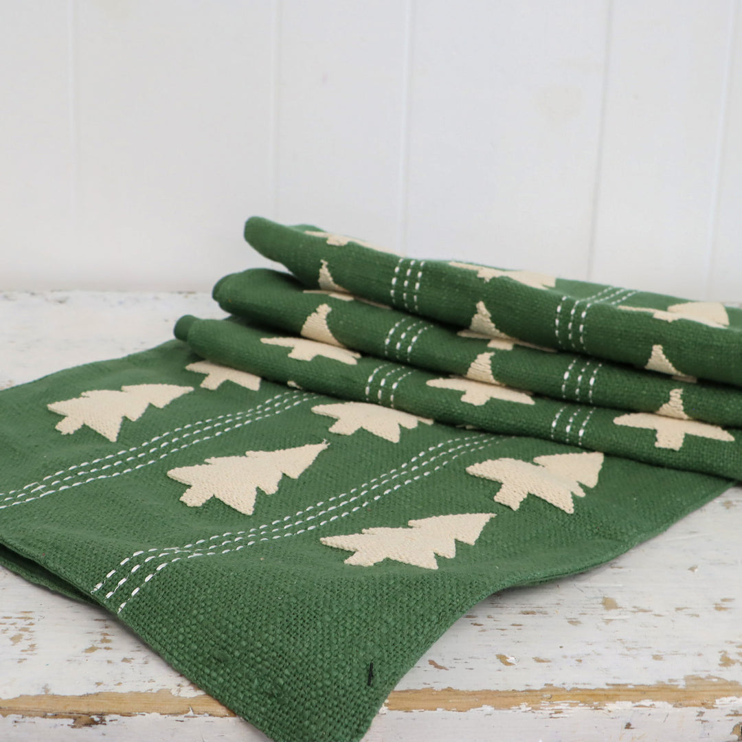 Green & White Tree Runner