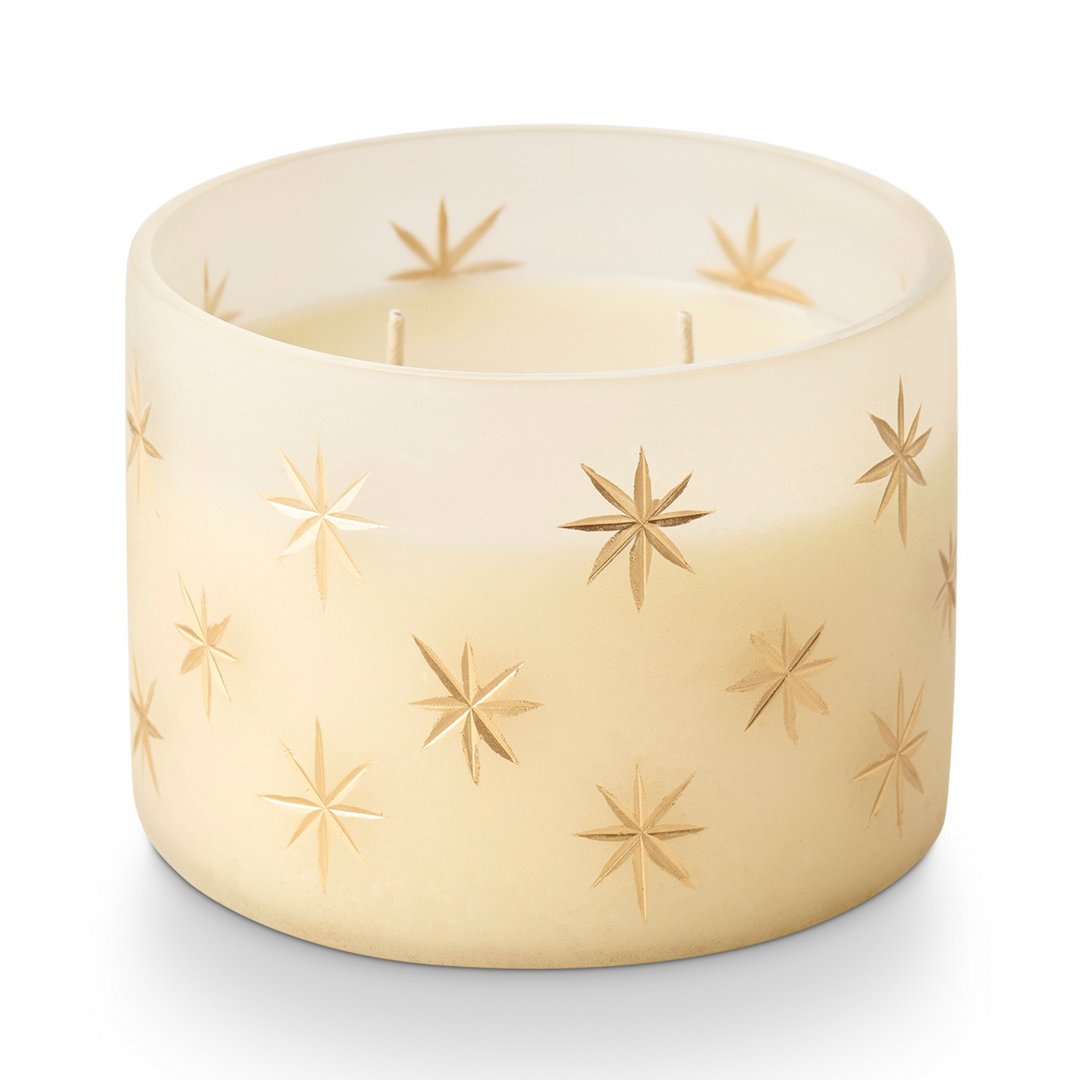 Winter White Star Glass Candle