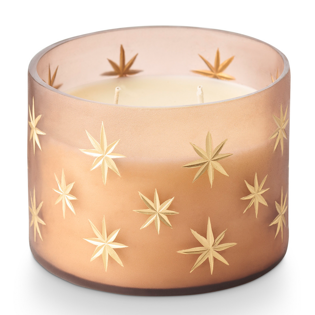 Woodfire Frosted Star Glass Candle