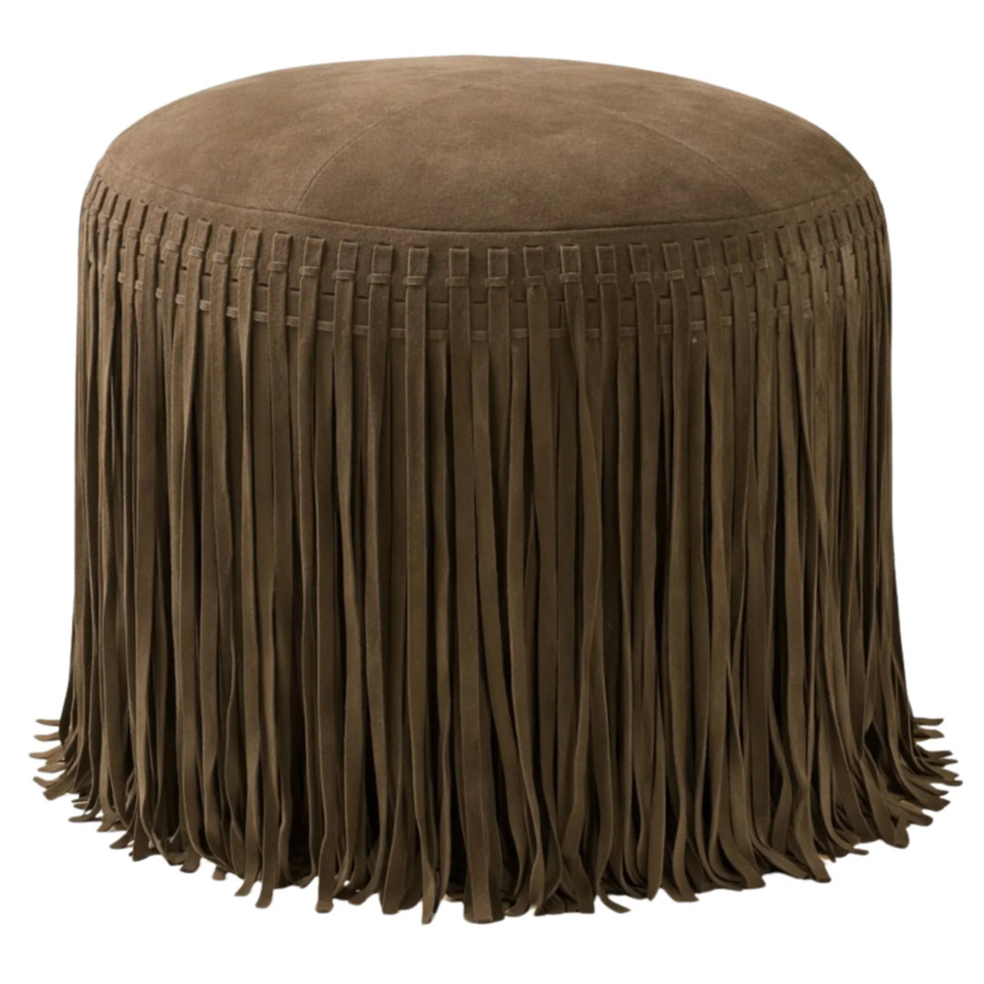 Fringe Pouf - Dark Brown
