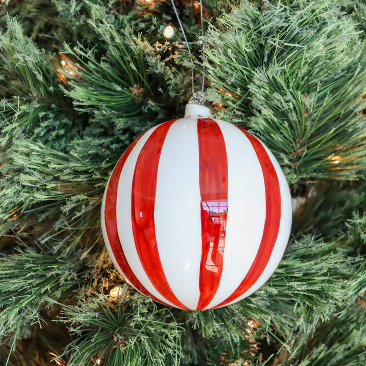 Glass Ball Ornament, Red/White