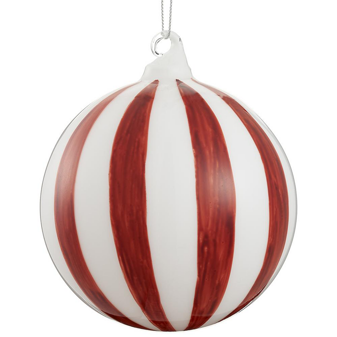Glass Ball Ornament, Red/White