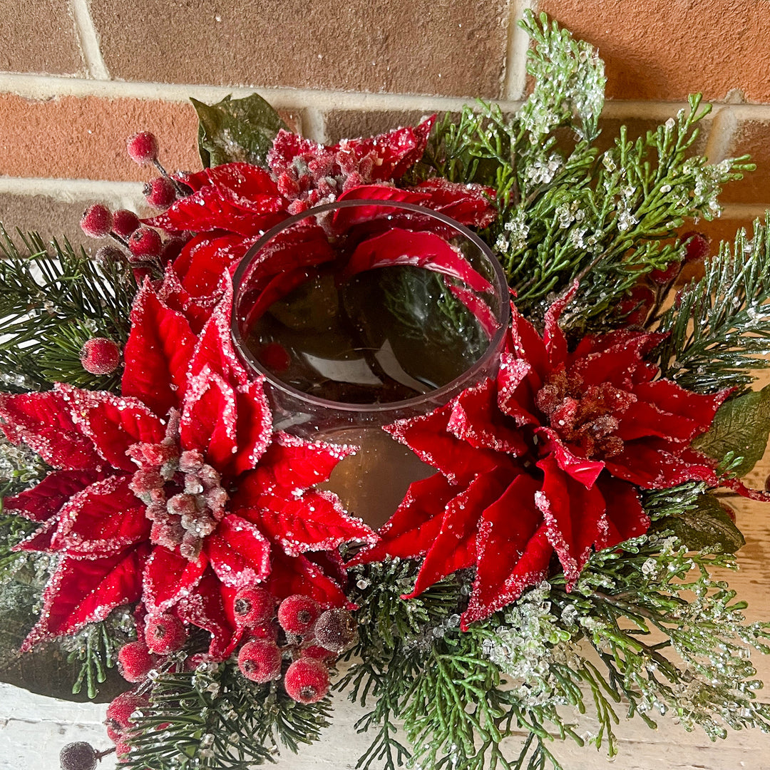 Iced Poinsettia Centerpiece - Red
